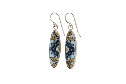 Adams Blue Skinny Oval Earrings