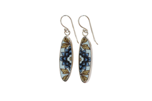 Adams Blue Skinny Oval Earrings