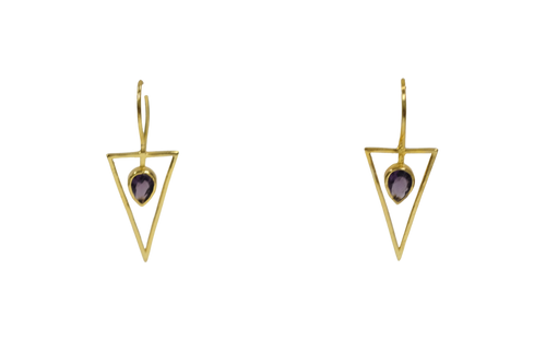 Amethyst triangle earrings