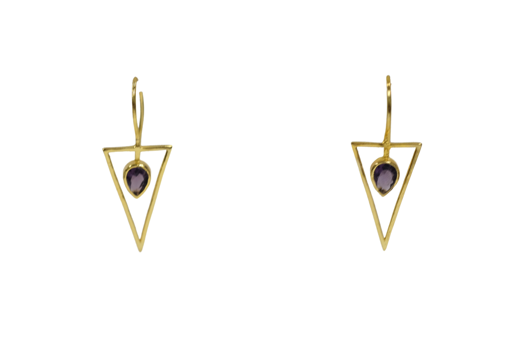 Amethyst triangle earrings