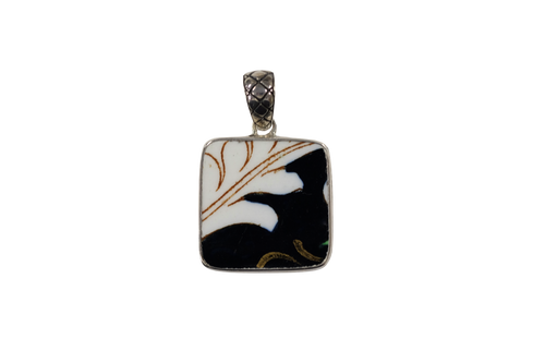 Black and white leaf pendant