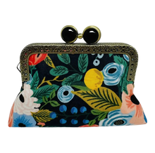 Black floral medium coin purse