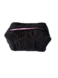 Black terry makeup bag