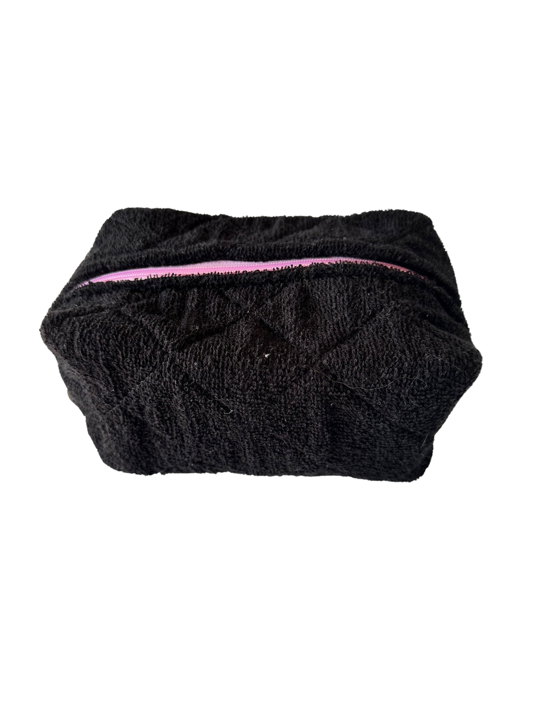 Black terry makeup bag