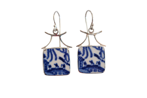 Blue Willow Bridge Earrings