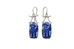 Blue Willow Pagoda Torii Earrings