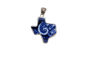 Blue Willow Texas Shape Pendant