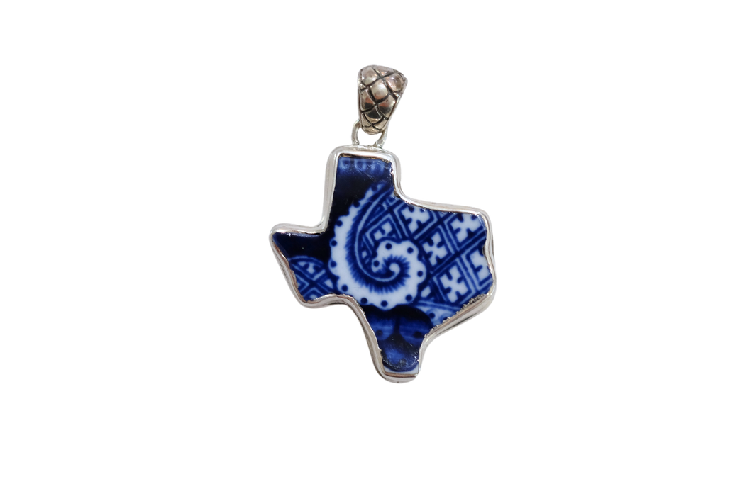 Blue Willow Texas Shape Pendant