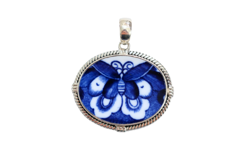 Blue and White Butterfly Pendant