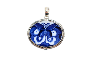 Blue and White Butterfly Pendant