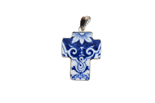 Blue and White Cross Pendant