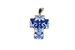 Blue and White Cross Pendant