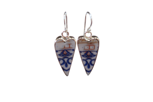 Blue and White Heart Earrings