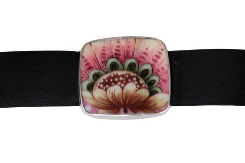 Bold Floral Leather Bracelet