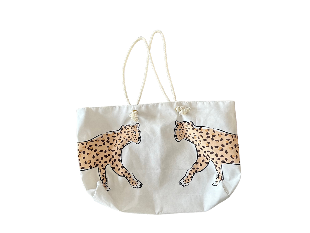 Cheetah canvas large tote bag