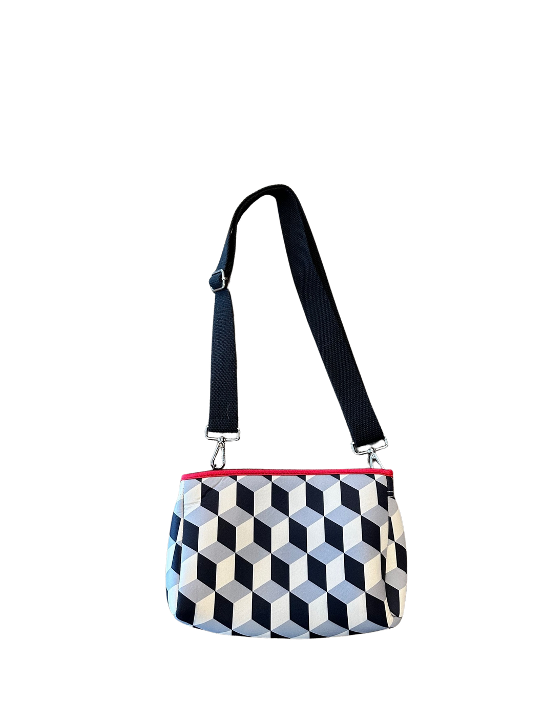 Cube print neoprene bag