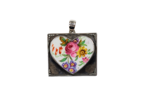 Floral heart framed pendant