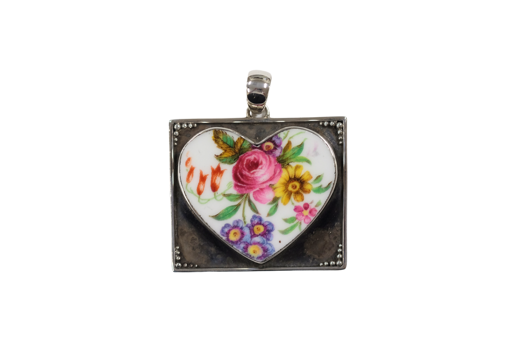 Floral heart framed pendant