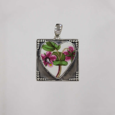 Framed Heart Floral Pendant