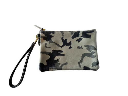 Gray camo wristlet