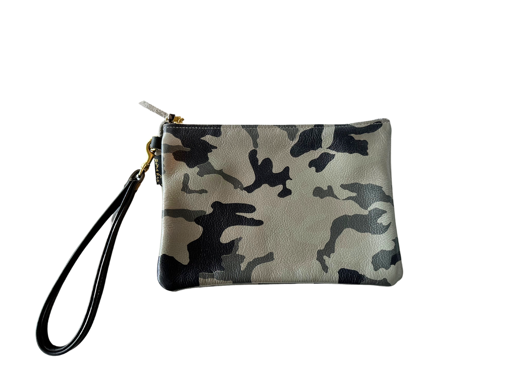 Gray camo wristlet