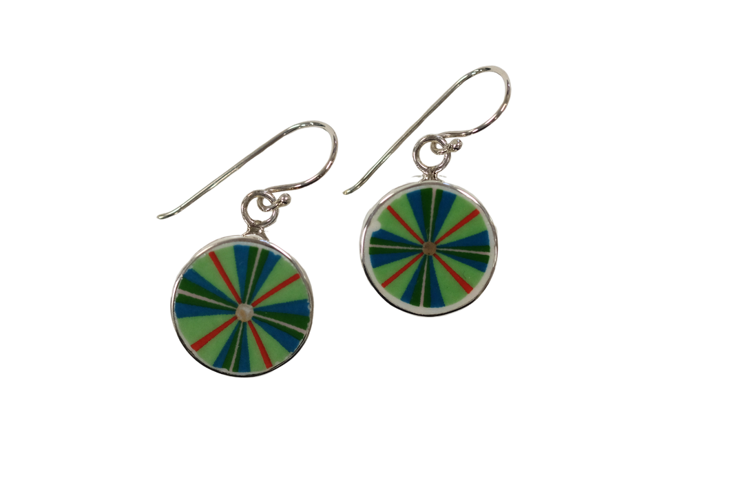 Green swirl earrings