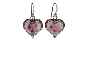 Lavender Floral Heart Earrings