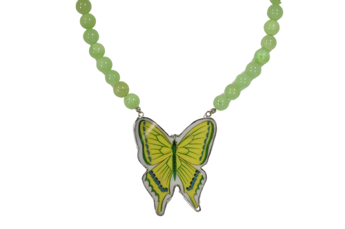 Lemon Lime Butterfly Necklace