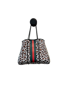 Leopard stripe neoprene large purse