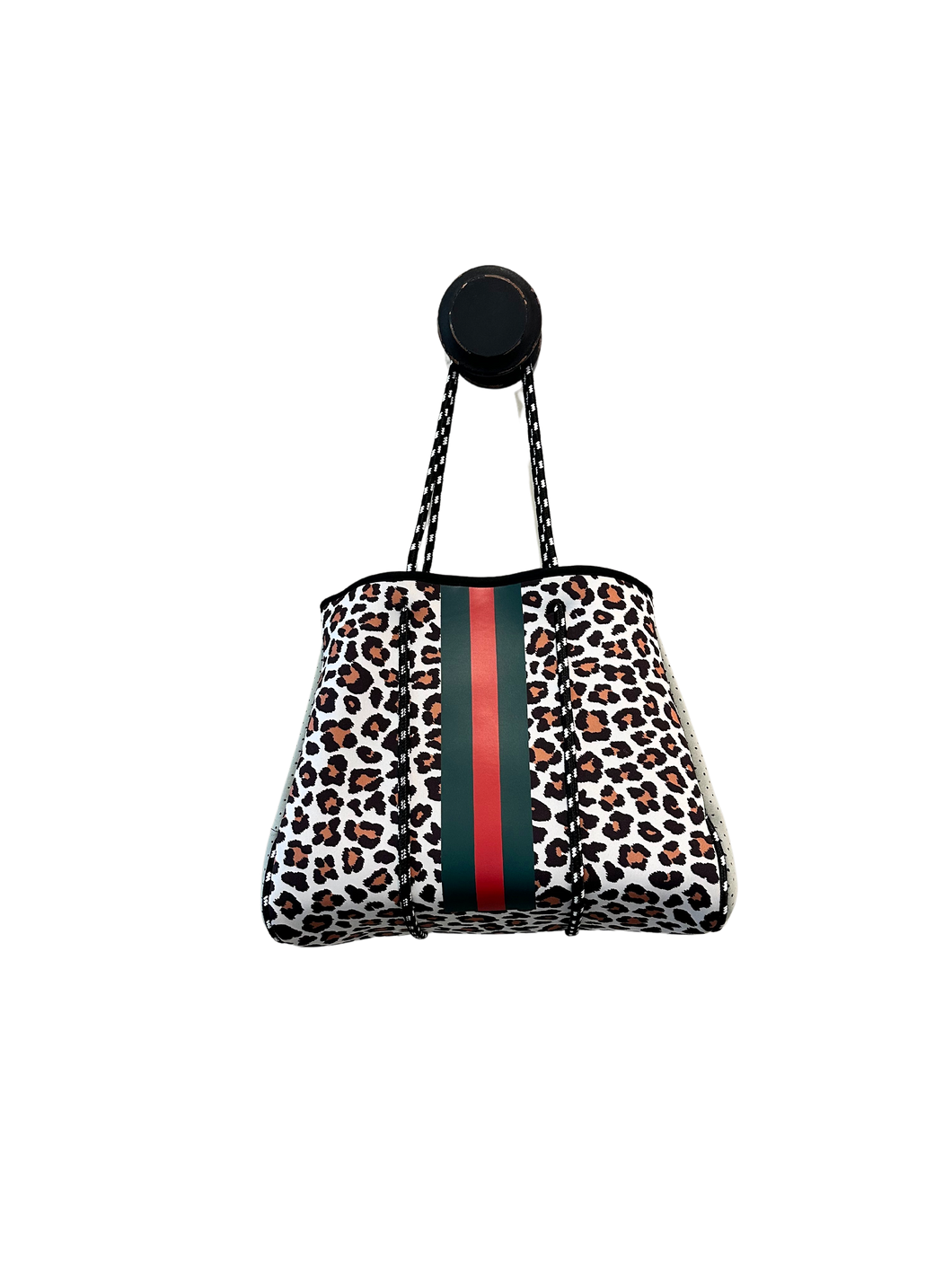 Leopard stripe neoprene large purse