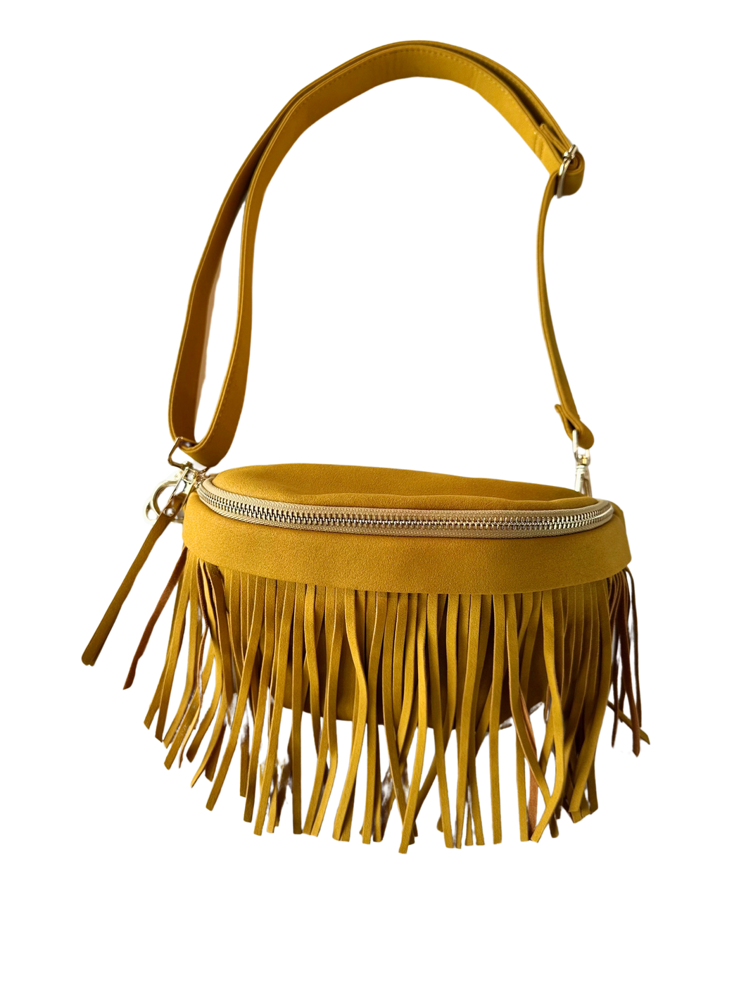 Mustard fringe fanny pack