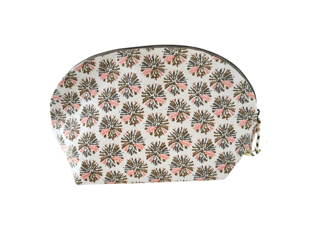 Olive and blush splatter makeup bag