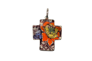 Orange and purple cross pendant