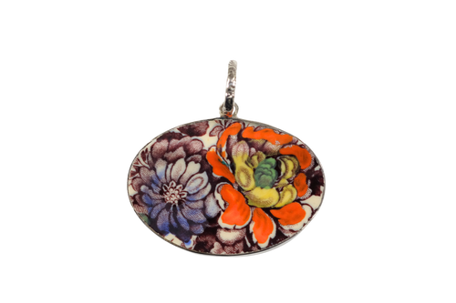 Orange and purple oval pendant