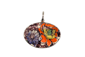 Orange and purple oval pendant