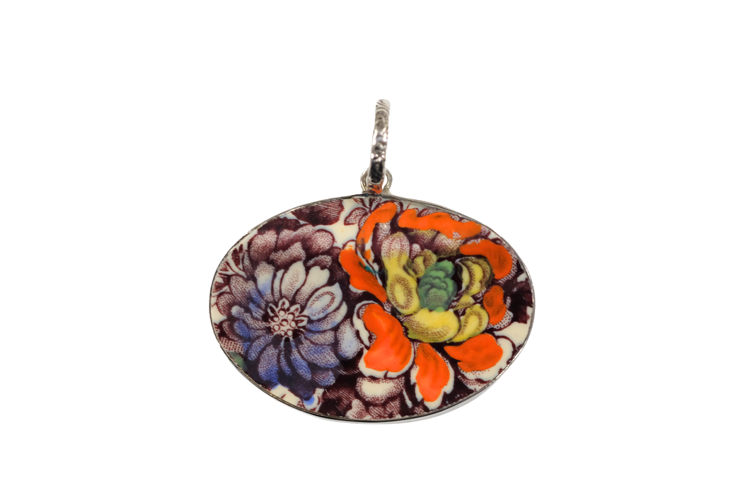 Orange and purple oval pendant