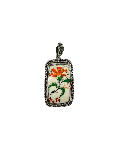 Orange floral rope pendant