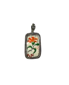 Orange floral rope pendant