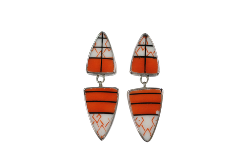 Orange geometric earrings