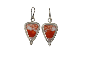 Orange triangle rope earrings