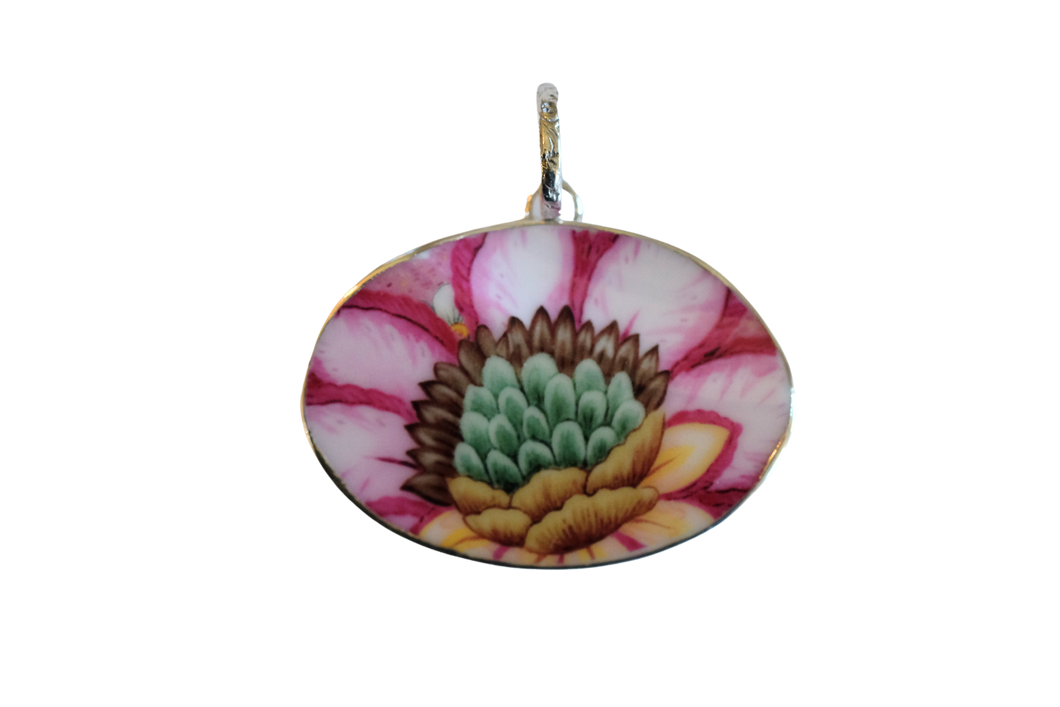 Oval Bold Floral Pendant