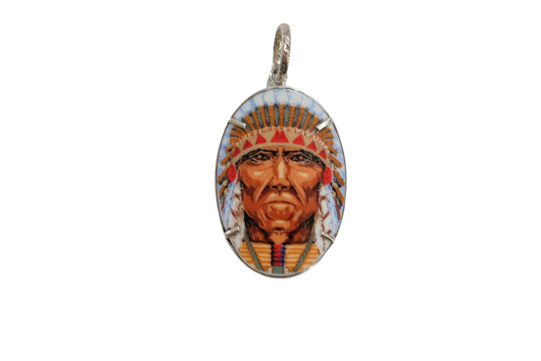 Oval Indian Chief Pendant