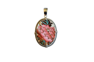 Oval Rope Pink and Turquoise Floral Pendant