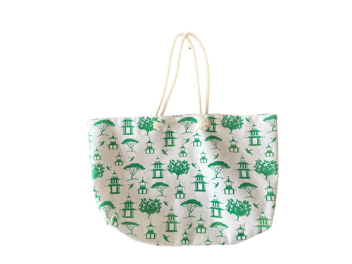 Pagoda print large tote bag