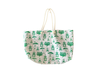 Pagoda print large tote bag