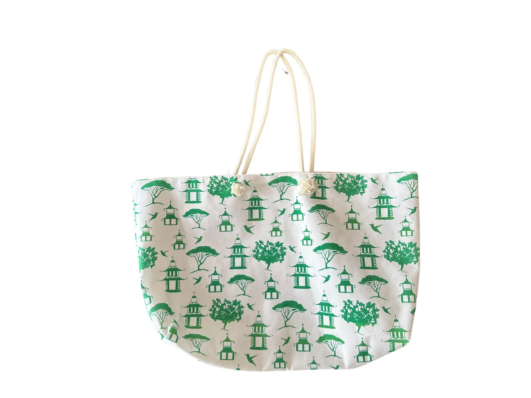 Pagoda print large tote bag