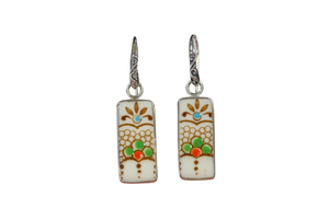 Petite rectangle flora earrings