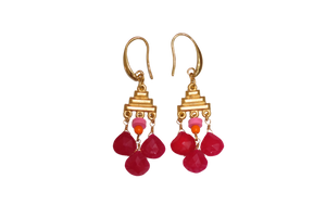 Pink Rhinestone Deco Earrings