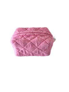 Pink terry makeup bag