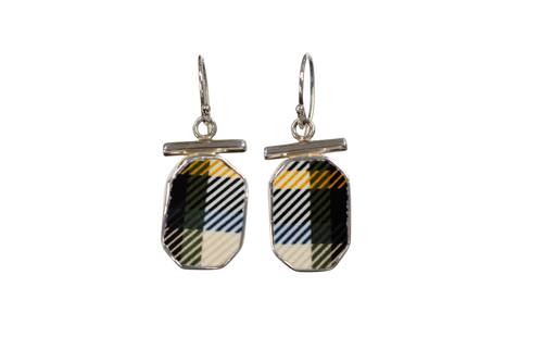 Plaid octagon earrings